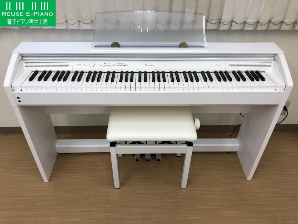 送料込み CASIO 電子ピアノ Privia PX-760 16年製 激美品 電子ピアノ CASIO PX-760WE 2016年製 椅子付き 中古 ホワイト Privia