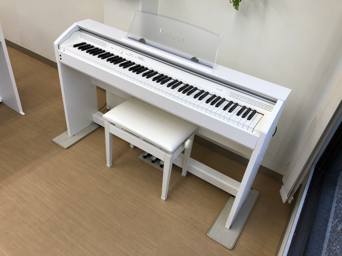 CASIO PX-750WE 2012年製 中古 電子ピアノ 椅子付き ホイワトウッド調